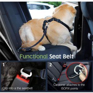 VavoPaw Dog Vehicle Safety Vest Harness, Adjustable Soft Padded Mesh Car Seat Be